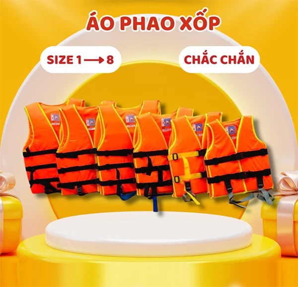 Áo phao xốp cứu hộ cao cấp (Hàng loại 1, đủ Size)